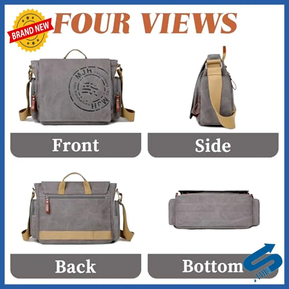Canvas Messenger Bag Vintage Travel Shoulder Satchel Laptop Work Commute